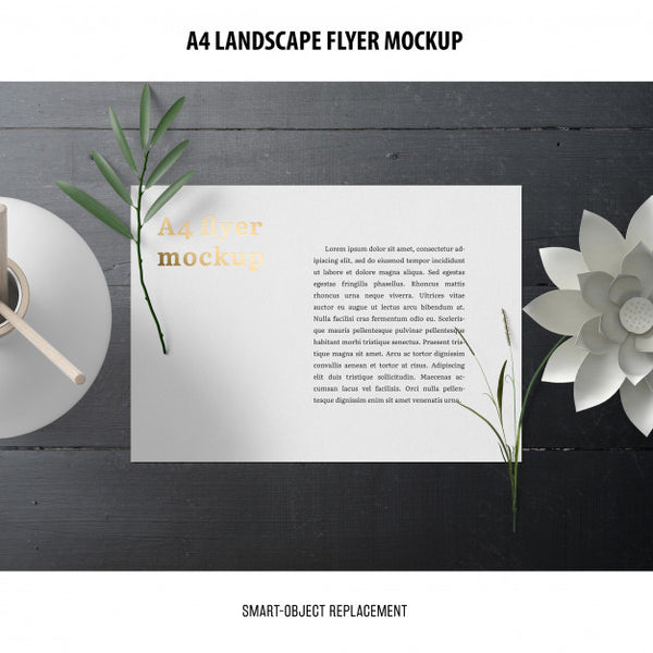 Free A4 Landscape Flyer Mockup Psd