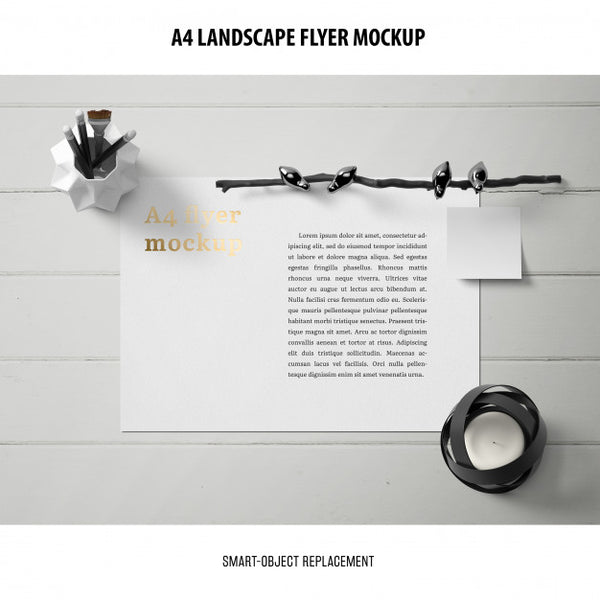 Free A4 Landscape Flyer Mockup Psd