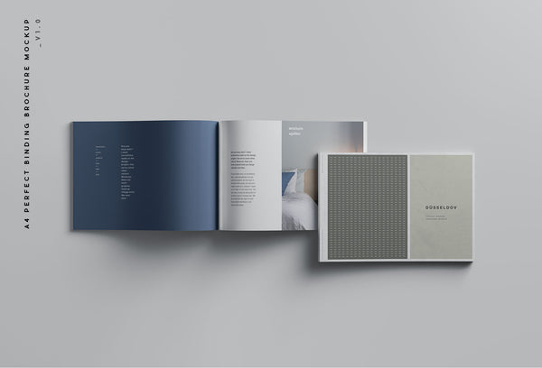 Free A4 Landscape Perfect Binding Brochure Mockup