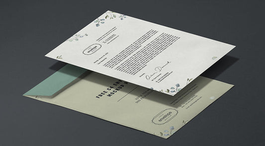 Free A4 Letterhead & C4 Envelope Mockup Psd