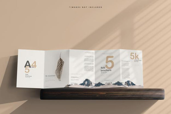 Free A4 Size Five Fold Brochure Mockup Psd