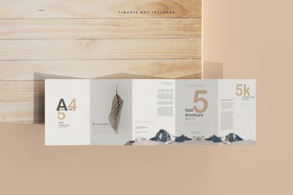 Free A4 Size Five Fold Brochure Mockup Psd