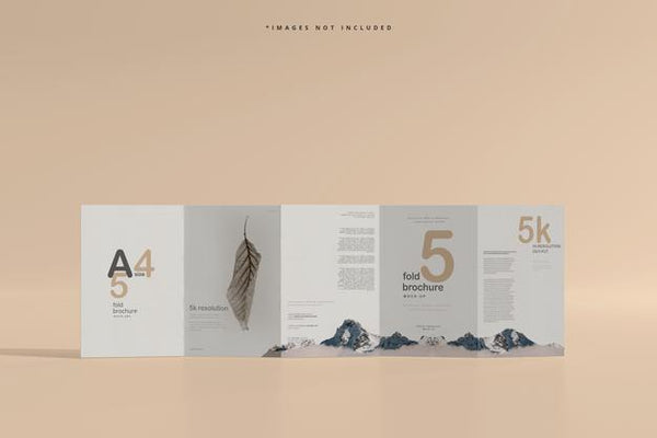 Free A4 Size Five Fold Brochure Mockup Psd