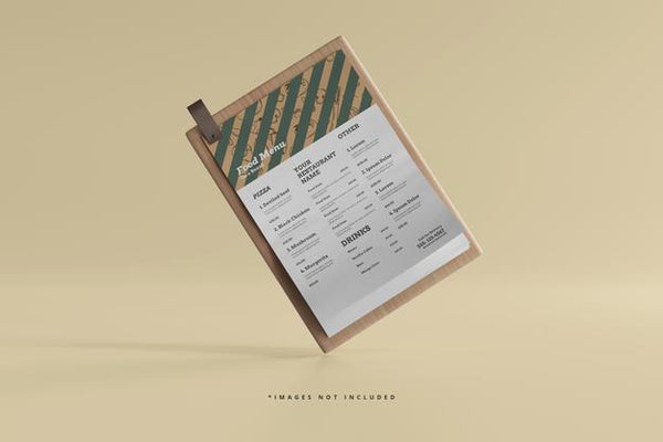 Free A4 Size Food Menu On A Wooden Board Mockup Psd