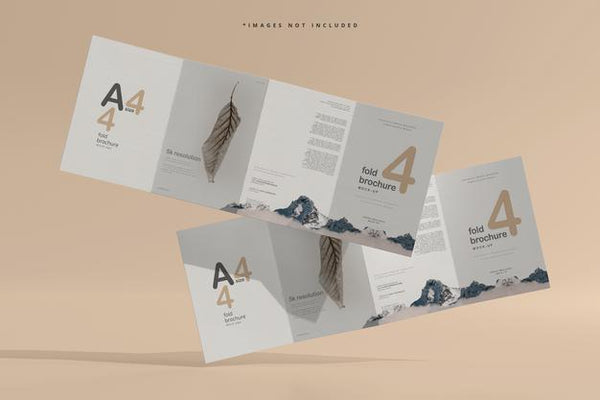 Free A4 Size Four Fold Brochure Mockup Psd