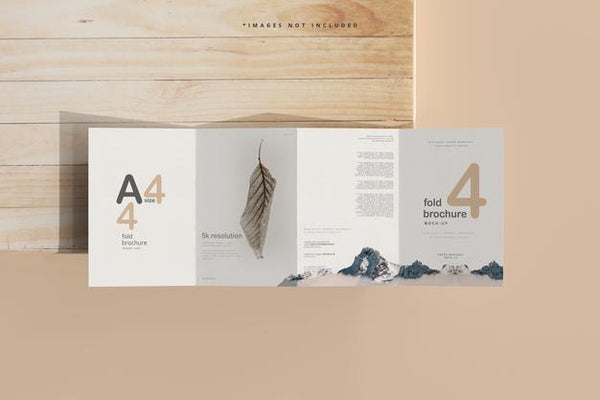 Free A4 Size Four Fold Brochure Mockup Psd