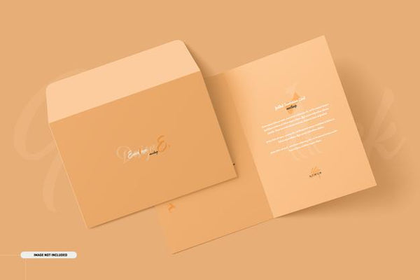 Free A5 A6 Folded Invitation Card Mockup Psd