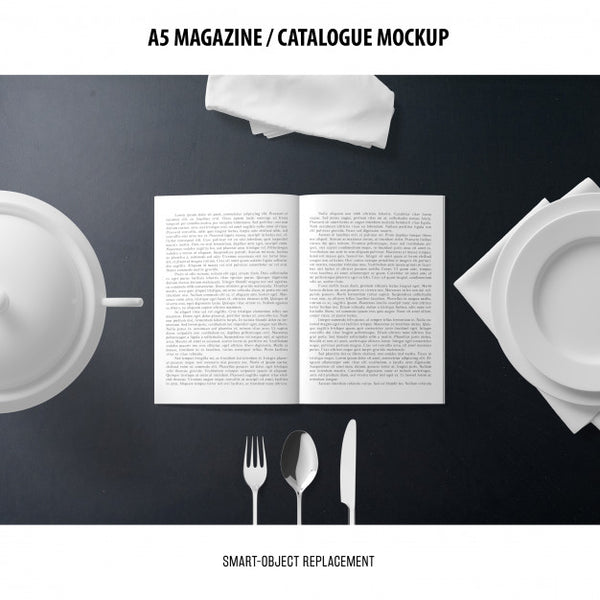 Free A5 Magazine Catalogue Mockup Psd