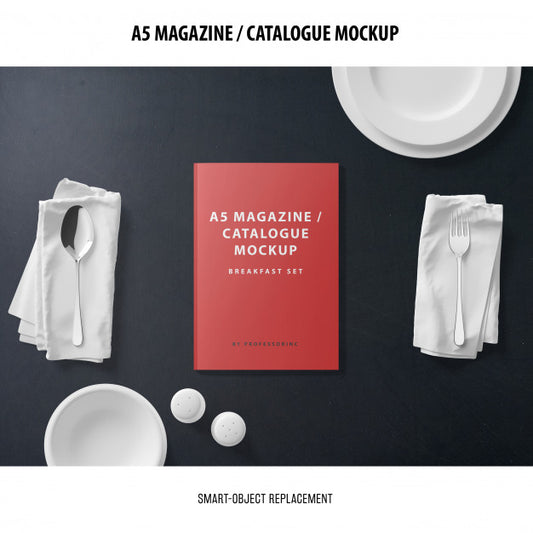 Free A5 Magazine Catalogue Mockup Psd