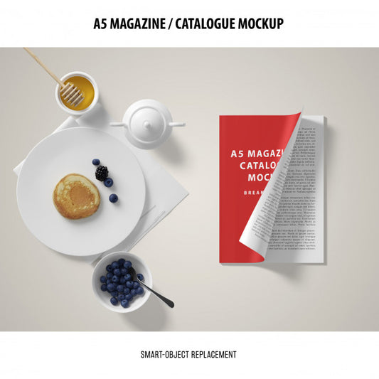 Free A5 Magazine Catalogue Mockup Psd