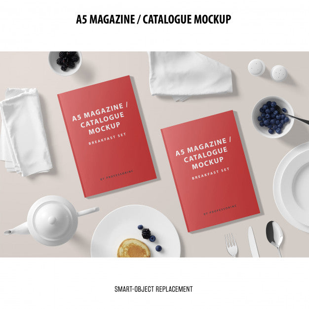 Free A5 Magazine Catalogue Mockup Psd