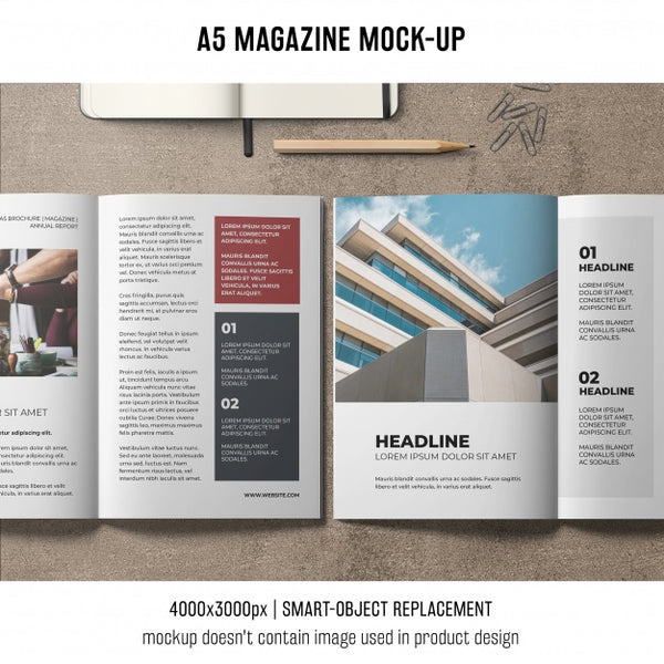 Free A5 Magazine Mockup Design Psd