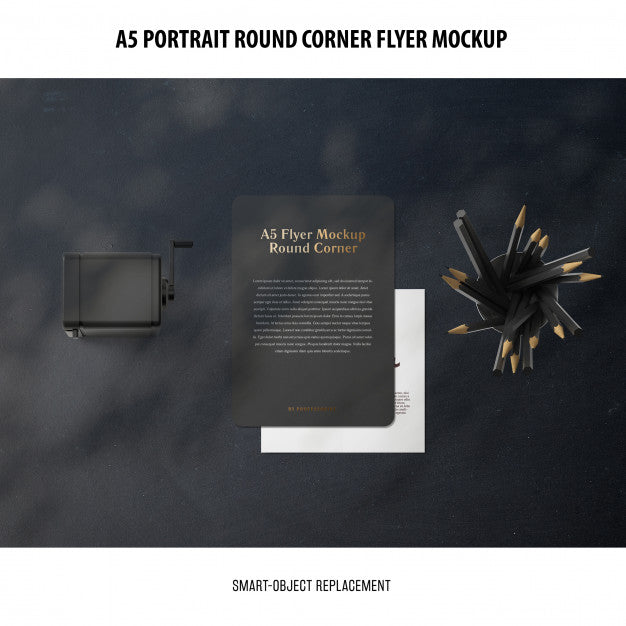 Free A5 Round Corner Flyer Mockup Psd