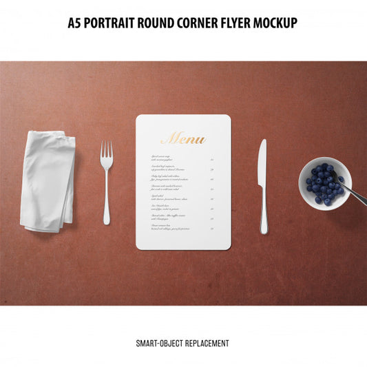 Free A5 Round Corner Flyer Mockup Psd