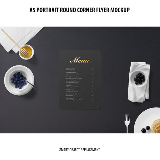 Free A5 Round Corner Flyer Mockup Psd