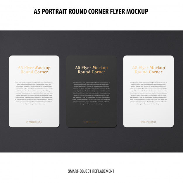 Free A5 Round Corner Flyer Mockup Psd