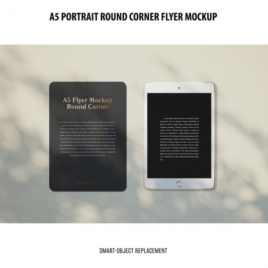 Free A5 Round Corner Flyer Mockup Psd