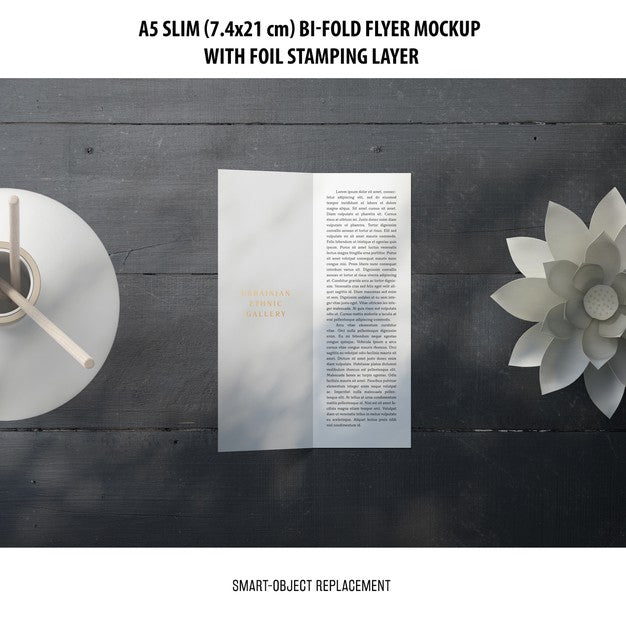 Free A5 Slim Bi-Fold Flyer Mockup Psd