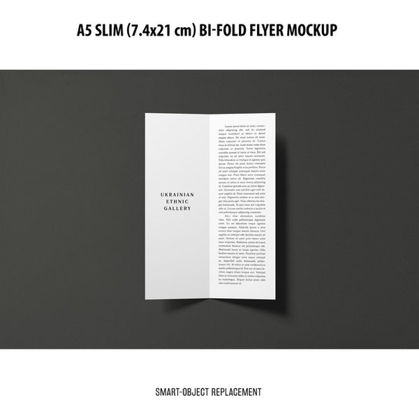 Free A5 Slim Bi-Fold Flyer Mockup Psd