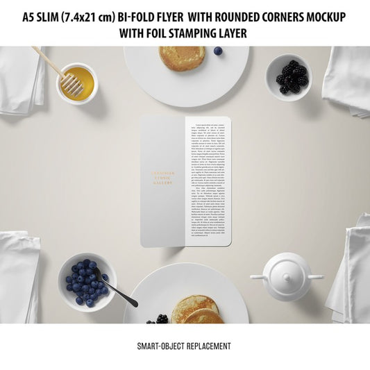 Free A5 Slim Bi-Fold Flyer Mockup Psd