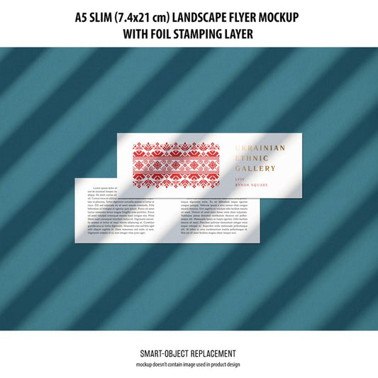 Free A5 Slim Landscape Flyer Mockup Psd