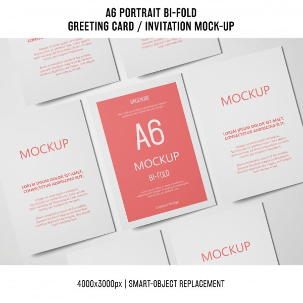 Free A6 Bi-Fold Invitation Card Mockup Psd