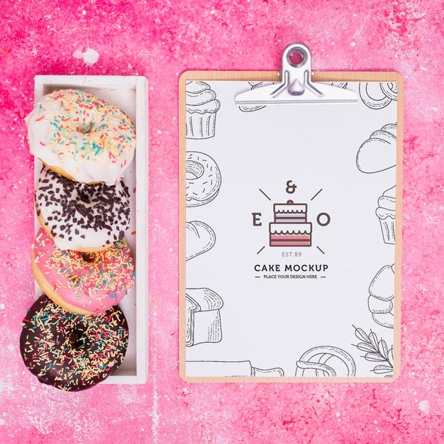 Free Above View Tasty Doughnuts Arrangement Psd