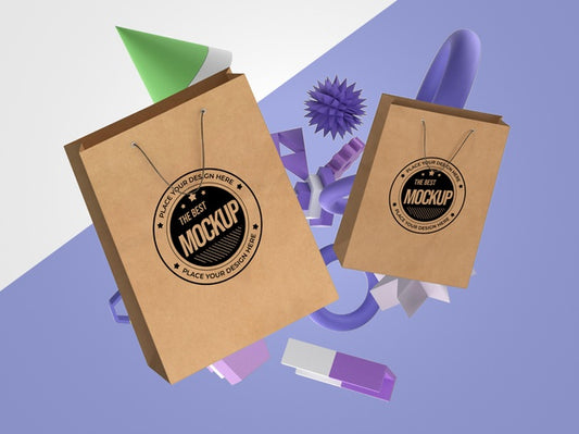 Free Abstract Mock-Up Merchandise With Paper Bags Psd