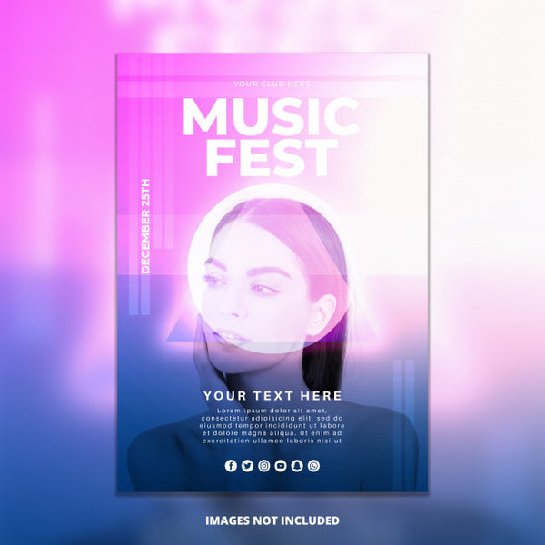 Free Abstract Music Festival Poster Mockup Psd