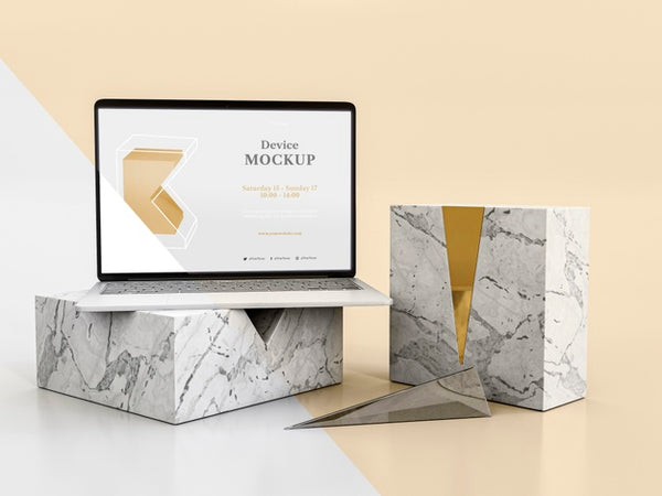 Free Abstract Stone And Laptop Psd