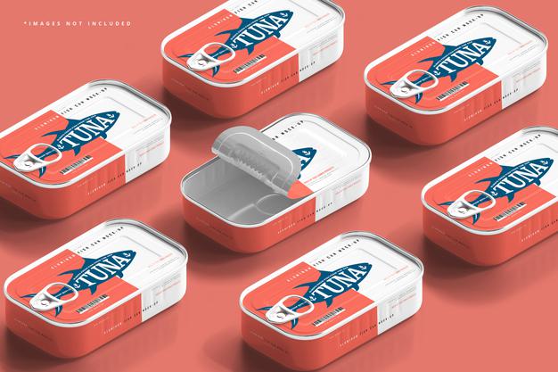 Free Aluminum Fish Can Mockup Psd