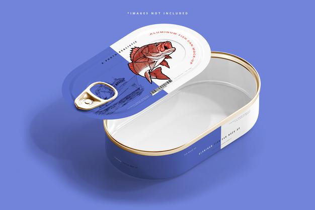Free Aluminum Fish Can Mockup Psd