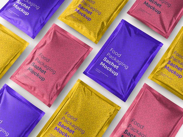 Free Aluminum Food Packaging Sachet Mockup Psd