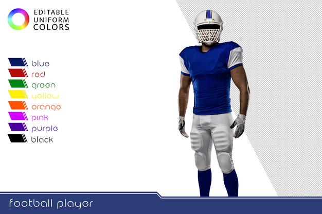 Free American Football Player With Several Colorful Uniforms Psd