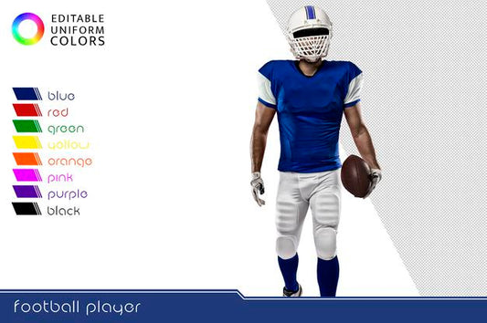Free American Football Player With Several Colorful Uniforms Psd