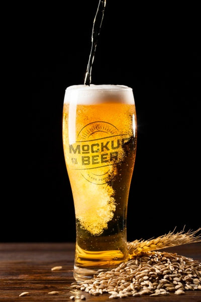 Free American Style Beer Glass Mockup Psd