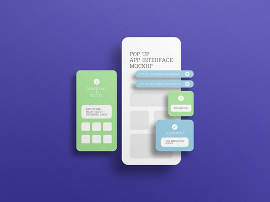 Free App Interface With Pop Up Screen Mockup Psd