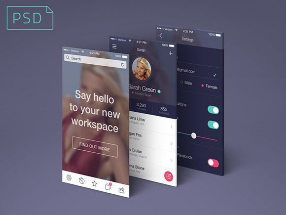 Free App Screens Perspective Psd Mockup