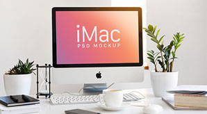 Free Apple Imac Workspace Mockup Psd