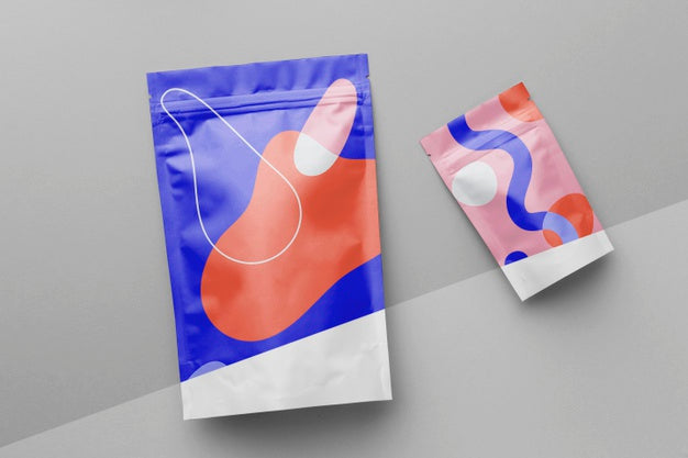 Free Arrangement Of Colorful Mock-Up Doypack Psd