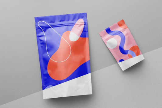 Free Arrangement Of Colorful Mock-Up Doypack Psd