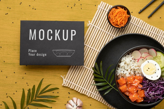 Free Arrangement Of Poke Bowls With Mock-Up Card Psd