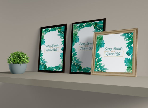 Free Arrangement Of Small Frames On Shelf Psd