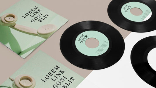 Free Arrangement Of Vinyl Records Mock-Up Psd