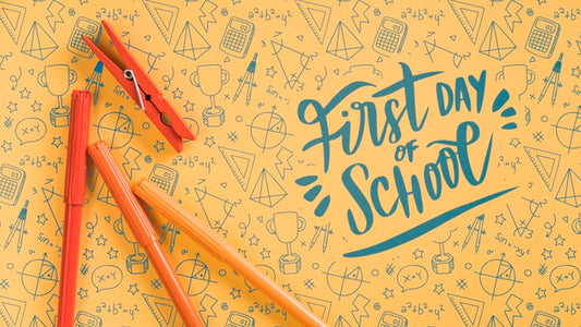 Free Arrangement With Orange Supplies For Back To School Event Psd