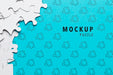Free Arrangement With Puzzle Pieces On Blue Background Psd