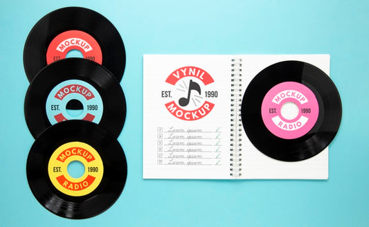 Free Arrangement With Vinyl Records Mock-Up Psd