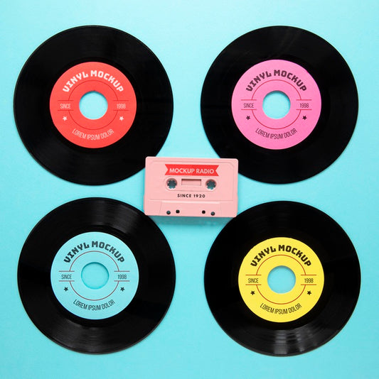 Free Arrangement With Vinyl Records Mock-Up Psd