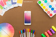 Free Art Concept With Smartphone And Pencils Psd