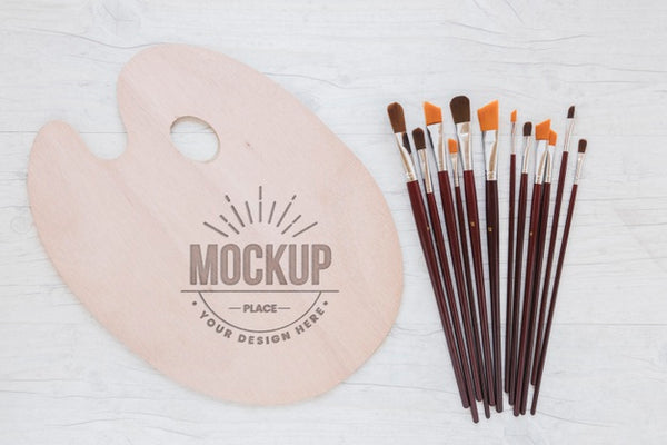 Free Art Studio Mock-Up Paint Accessories Psd